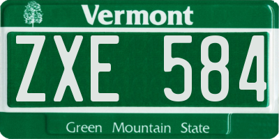 VT license plate ZXE584