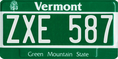 VT license plate ZXE587