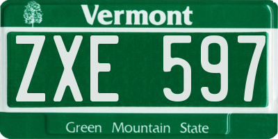 VT license plate ZXE597