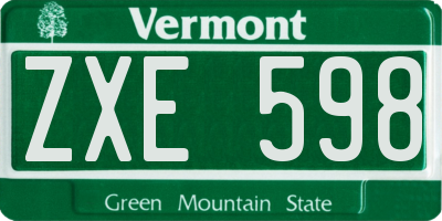 VT license plate ZXE598