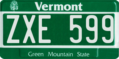 VT license plate ZXE599