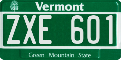 VT license plate ZXE601