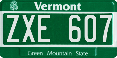 VT license plate ZXE607