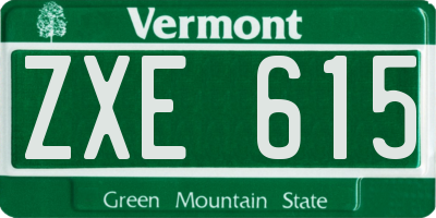 VT license plate ZXE615