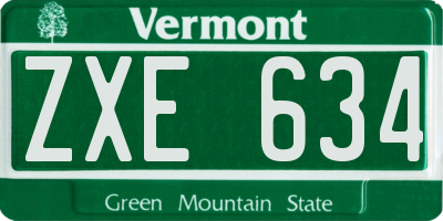 VT license plate ZXE634