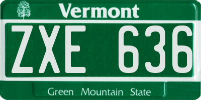 VT license plate ZXE636