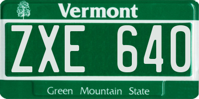 VT license plate ZXE640
