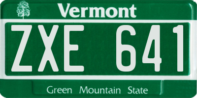 VT license plate ZXE641