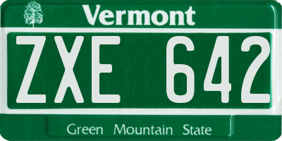 VT license plate ZXE642