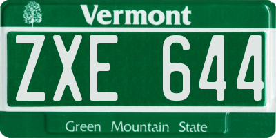 VT license plate ZXE644