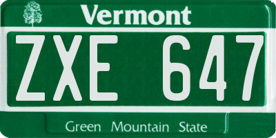 VT license plate ZXE647