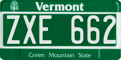 VT license plate ZXE662