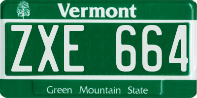 VT license plate ZXE664