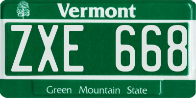 VT license plate ZXE668