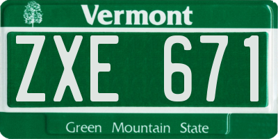 VT license plate ZXE671