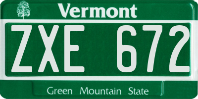 VT license plate ZXE672