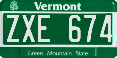VT license plate ZXE674