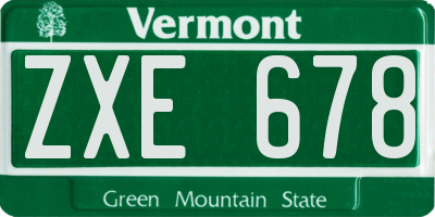 VT license plate ZXE678