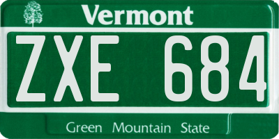 VT license plate ZXE684