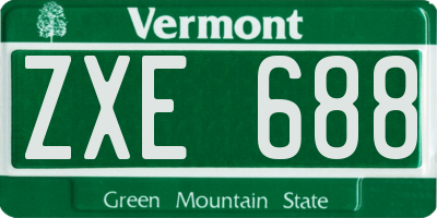 VT license plate ZXE688