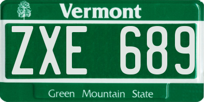 VT license plate ZXE689