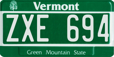 VT license plate ZXE694