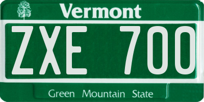 VT license plate ZXE700