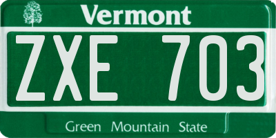VT license plate ZXE703