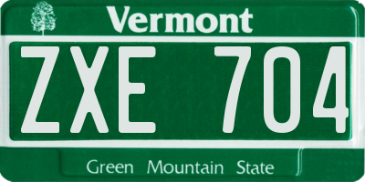VT license plate ZXE704