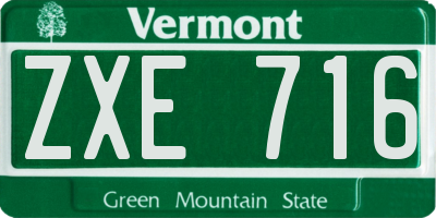VT license plate ZXE716