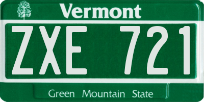 VT license plate ZXE721