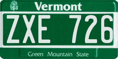 VT license plate ZXE726
