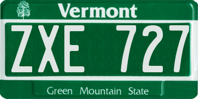 VT license plate ZXE727