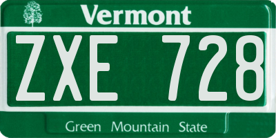VT license plate ZXE728