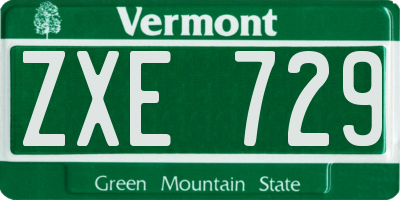 VT license plate ZXE729