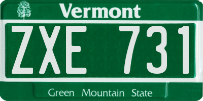 VT license plate ZXE731