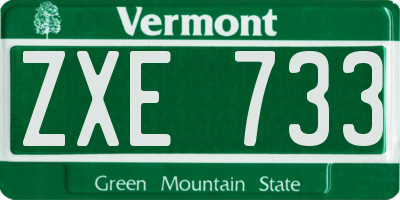 VT license plate ZXE733