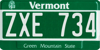 VT license plate ZXE734