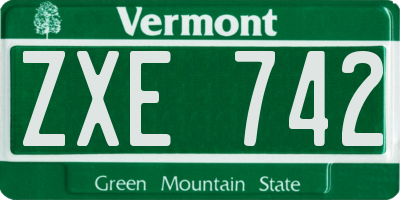 VT license plate ZXE742