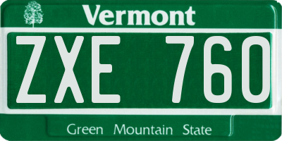 VT license plate ZXE760