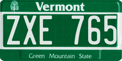 VT license plate ZXE765