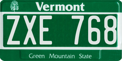 VT license plate ZXE768