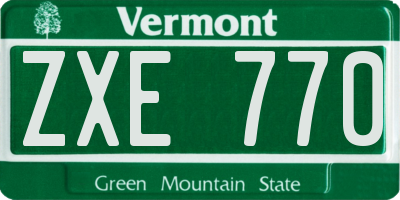 VT license plate ZXE770