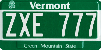 VT license plate ZXE777