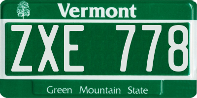VT license plate ZXE778