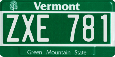 VT license plate ZXE781