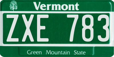 VT license plate ZXE783