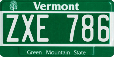 VT license plate ZXE786