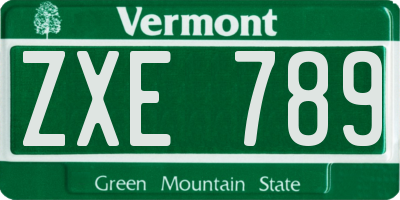 VT license plate ZXE789