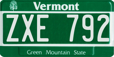 VT license plate ZXE792